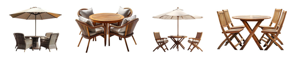 Outdoor dining set isolated on transparent background