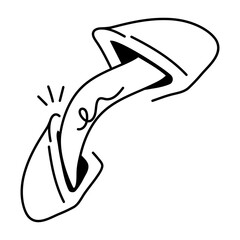 Obraz premium Doodle icon of a fortune cookie with a fortune slip peeking out