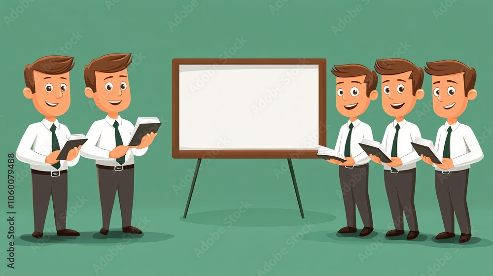 Aufkleber Professional giving a presentation to a focused team, all actively listening and taking notes with empty space for text