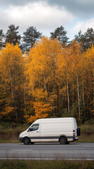 Fototapeta premium Delivery truck with blank white board for mockup