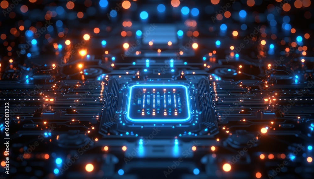 Aufkleber Illuminated Circuit Board with Glowing Processor