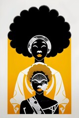 digital illustration, art, double exposure image of a beautiful 1970s black, african american, disco, woman with a large afro, model, portrait, retro, vintage, abstract, fashion, psychedelic
