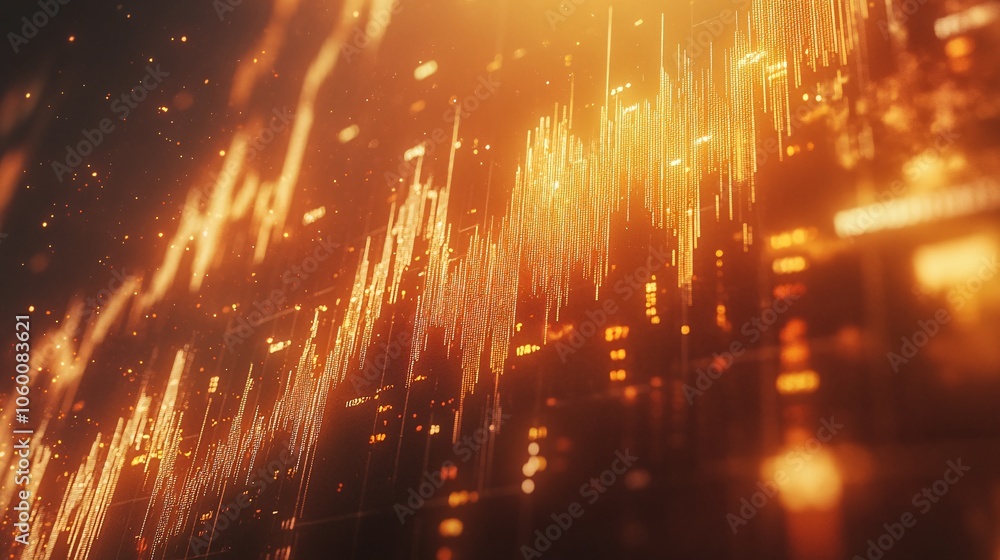 Aufkleber Graph of rising inflation rates displayed on a futuristic screen, with stock price indicators and global financial data reflecting current economic uncertainties with empty space for text