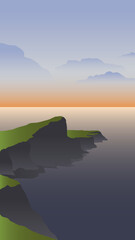 Minimal landscape illustration for smartphone wallpaper