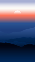 Minimal landscape illustration for smartphone wallpaper