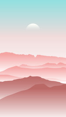 Minimal landscape illustration for smartphone wallpaper