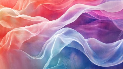 Obraz premium Ethereal Wave Symphony - Abstract Rippled Transparent Layers in Harmonious Color Blend