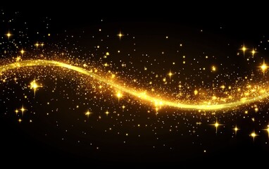 Fototapeta premium Golden Christmas Sparkles: A luxurious background featuring glistening golden bokeh lights and subtle stars. 