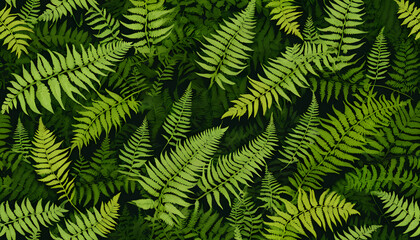 Obraz premium Lush Fern and Moss Forest Floor Pattern.