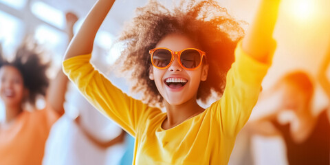 A diverse group of teens joyfully perfects popular dance moves in an energetic rehearsal