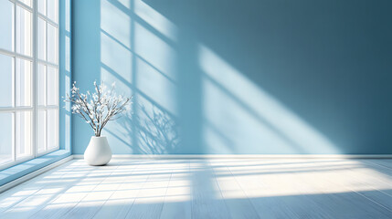 Fototapeta premium blue empty room with tree
