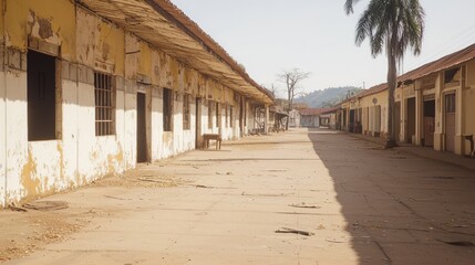 Fototapeta premium Abandoned Market Square: Reflection of Declining Local Food Systems Amid Economic Hardship and Environmental Challenges