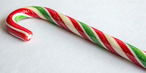 of a colorful candy cane with stripes , festive, holiday, Christmas, sweets, spiral, red and white, peppermint, stripe, treat