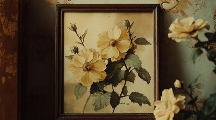 Vintage-style morning flower art with muted colors and intricate details, evoking a timeless and classic feel