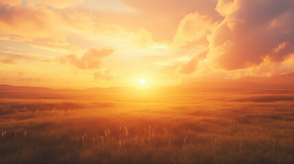 Obraz premium Serene sunrise and sunset in the field