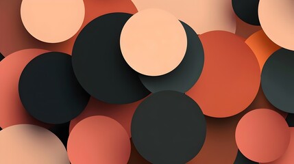 An abstract composition featuring overlapping circles in warm earthy tones, including shades of terracotta, black, and cream, creating a harmonious and modern visual texture.