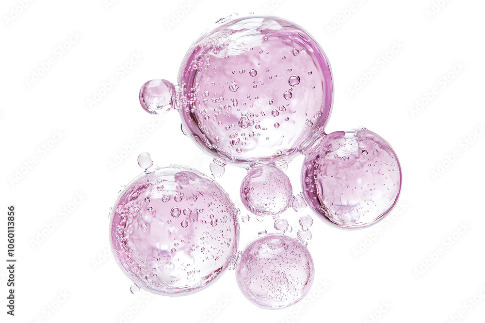 Poster bubbles with a soft pink hue, isolated on a white background, creating a refreshing and modern look.