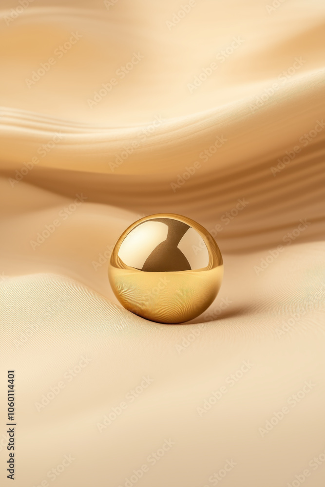 Poster smooth gold coin resting on soft fabric, creating elegant composition