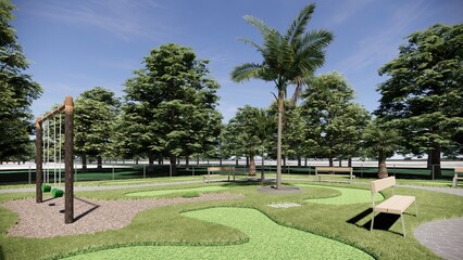 visualization mini golf facility in the backyard illustration 