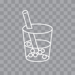 Bubble tea line icon. Boba tea with tapioca pearls. Asian Taiwanese drink. Vector illustration. 