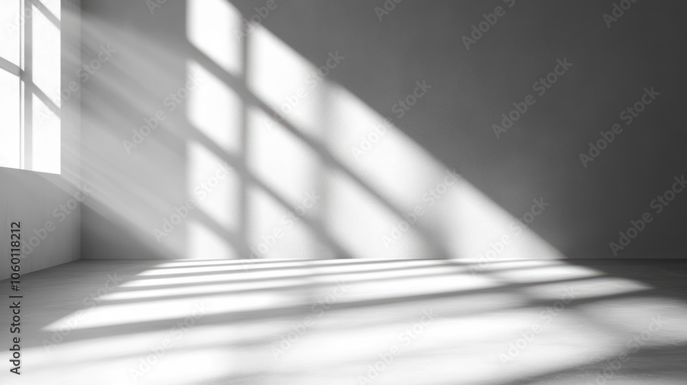 Aufkleber a minimalist interior with light and shadow patterns creating a serene atmosphere.