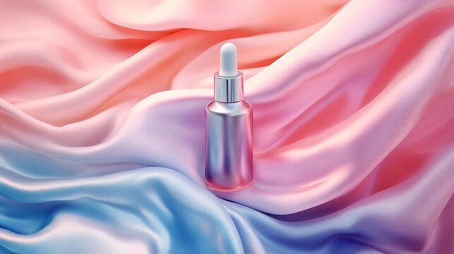 Captivating beauty elixir on silky fabric background for skincare enthusiasts