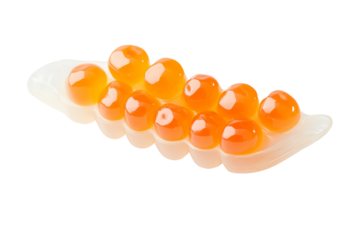 Delicious fish roe on a white plate, showcasing vibrant orange color, perfect for culinary presentations.