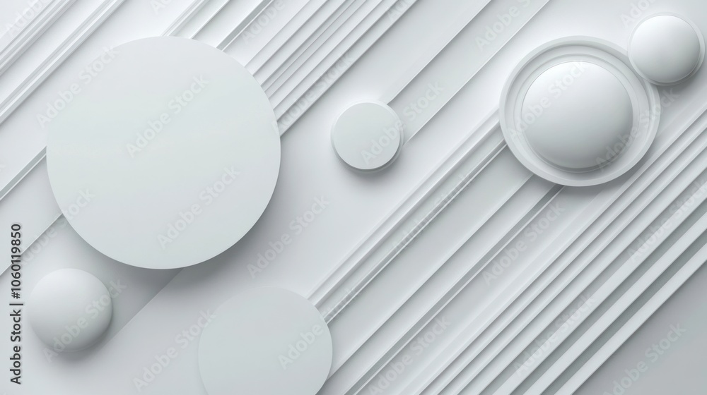 Poster abstract composition featuring circular shapes and linear patterns in a minimalist design.