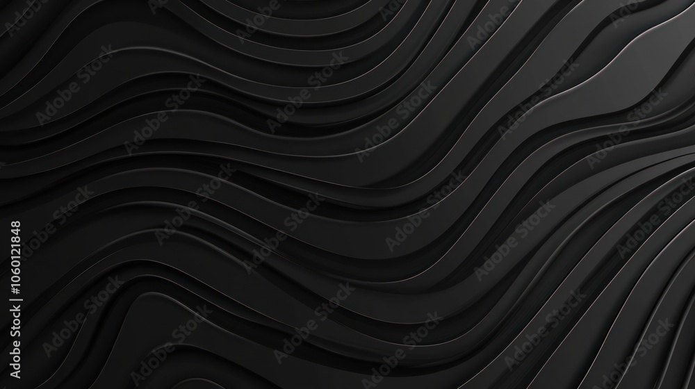 Poster Abstract black wave pattern creating a modern, textured background.