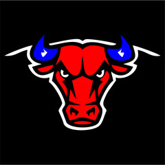 Red Bull Head Logo with Blue Horns