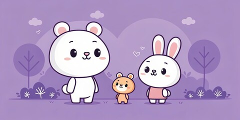 Obraz premium minimalist cute cartoon purple background