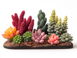 Fototapeta premium Charming Miniature Succulent Group Showcasing Unique Shapes and Textures in a Vibrant Display