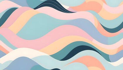 Soft Pastel Geometric Wave Pattern.
