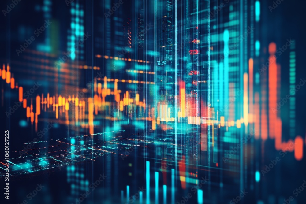 Poster abstract collage of financial charts and graphs for dynamic visual representation