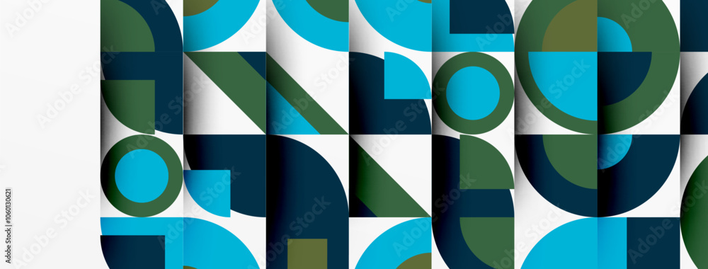 Poster geometric design abstract background - circles squares