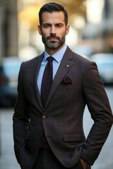 Fototapeta premium A formal suit with refined details, suitable for high-profile business meetings