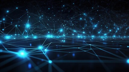 Obraz premium Glowing Blue Digital Network Grid Background