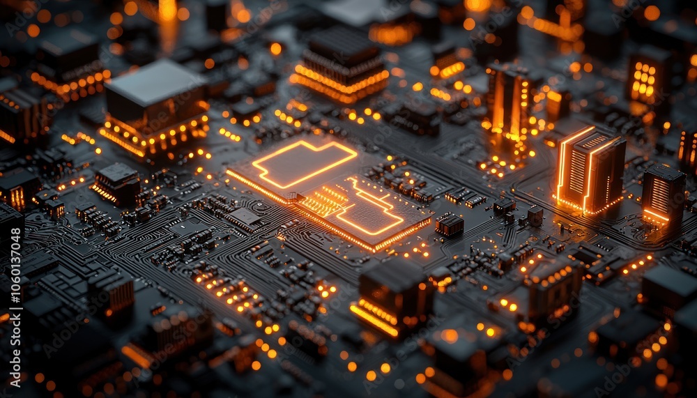 Aufkleber glowing circuit board with integrated components
