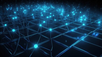 Naklejka premium Futuristic 3D Grid Pattern with Glowing Lines