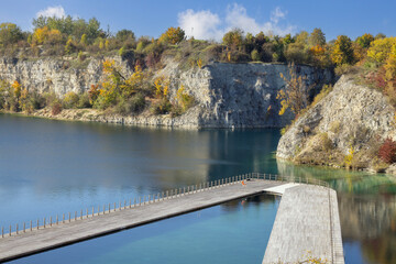 Beautiful view of Lagoon Zakrzowek, artificial water reservoir in city center, Krakow, Poland