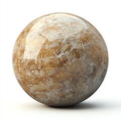 Fototapeta premium A polished marble sphere with a glossy finish on a white isolated background.