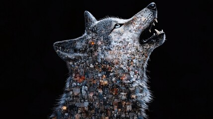 mosaic art wolf