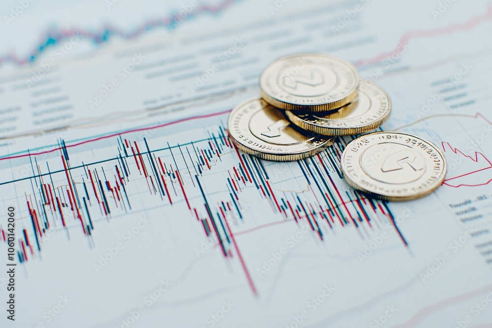 Poster a simple desk layout with documents focused on value analysis, price fluctuations, and potential ret