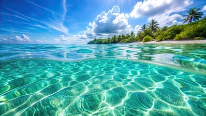 Crystal clear water of tropical sea with beautiful bokeh effect, tropical, sea, water, crystal clear, bokeh, blue