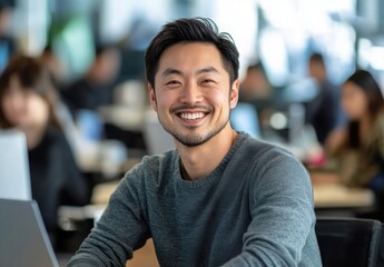 Obraz premium Smiling Man in Office.