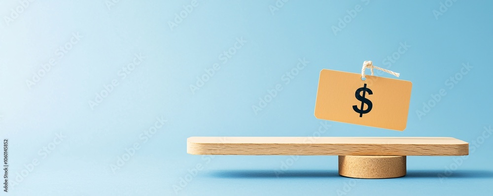 Poster a scale balancing a dollar symbol against a tag labeled value, representing a comparison between pri
