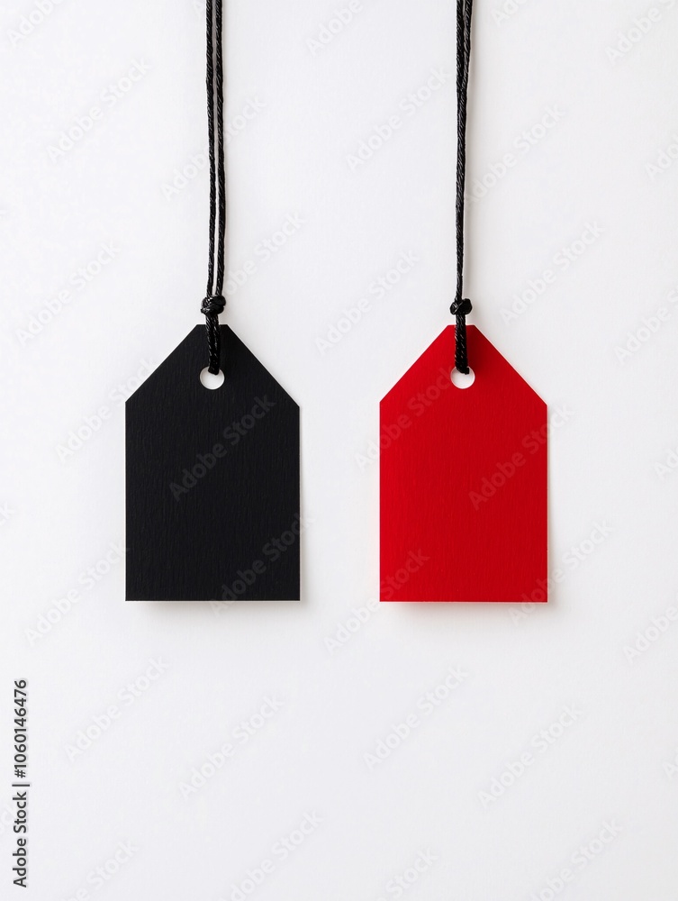 Poster an image of a price tag split into two, one side showing a high price and the other a lower price, i