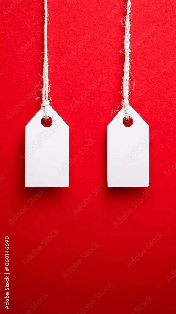 Poster two price tags attached to identical items, with one tag showing a premium price and the other a dis