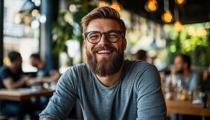 Obraz premium Happy Man Cafe.