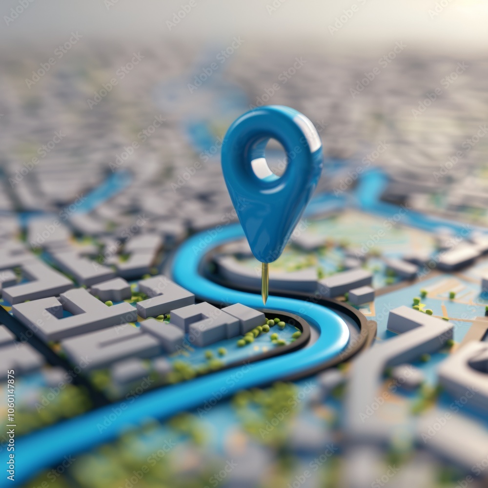 Poster road map of blue location pin icon symbol or gps travel route navigation marker and transportation p